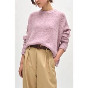 NEW WHITE + WARREN donegal easy cashmere crewneck in pink